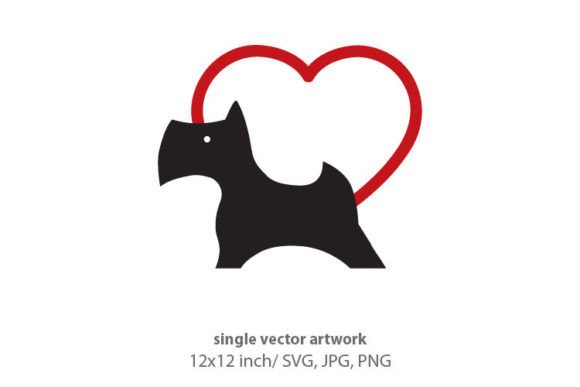 Abstract Dog and Red Heart Graphics and Icons