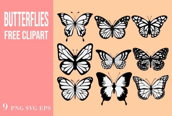 Butterflies Clipart: Free Graphics for Handmade Business Design
