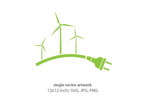 Cable with Wind Turbines Graphics and Icons