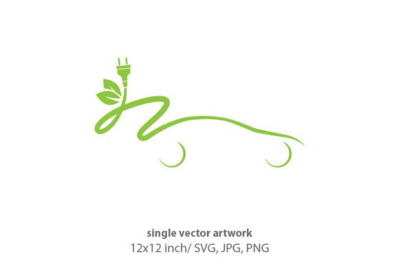 Car with Electrical Plug Graphics and Icons