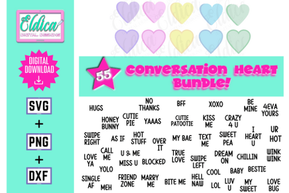 Conversation Heart SVG Funny Valentine Graphics for Crafts