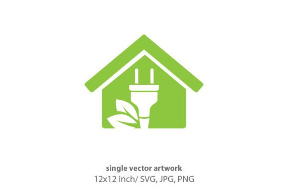 Eco House with Leaves Graphics