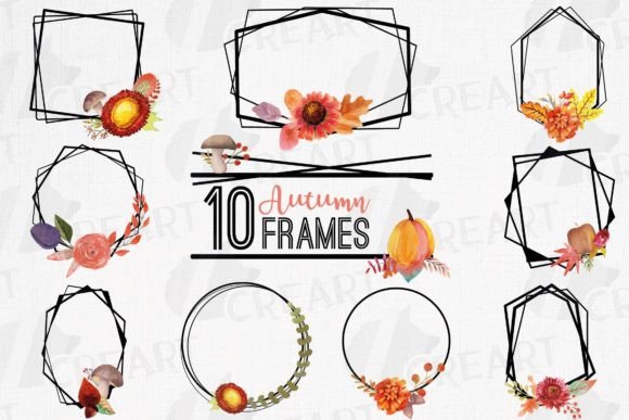 Fall Color Floral Geometric Black Frames