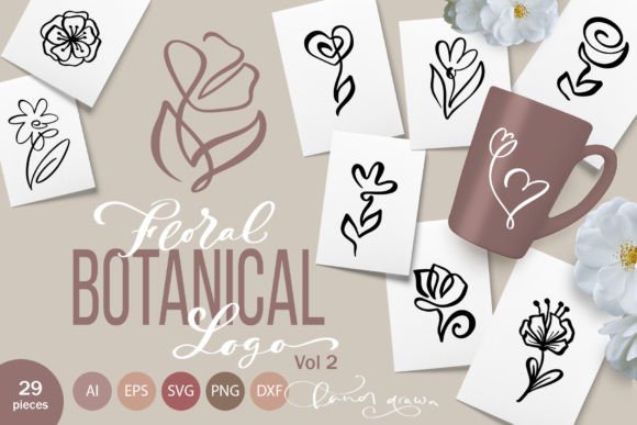 Floral Botanical Logo SVG Vol. 2: Graphics for Elegant Decorative Elements