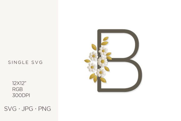 Floral Monogram, Flowers, Letter B: Graphics & Icons for Local Branding