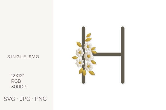 Floral Monogram: Flowers & Letter H
