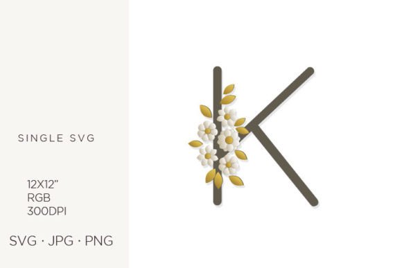 Floral Monogram, Flowers, Letter K: Graphics & Icons for Editorial Charm