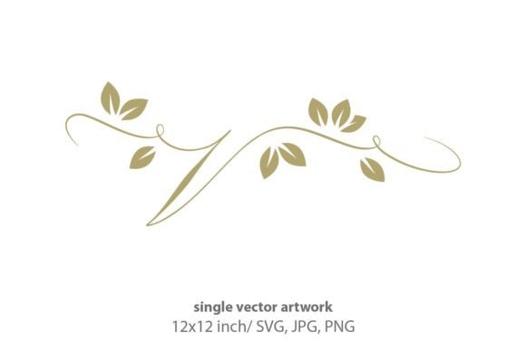 Gold Leaf, Autumn Script Letter V Graphics & Icons