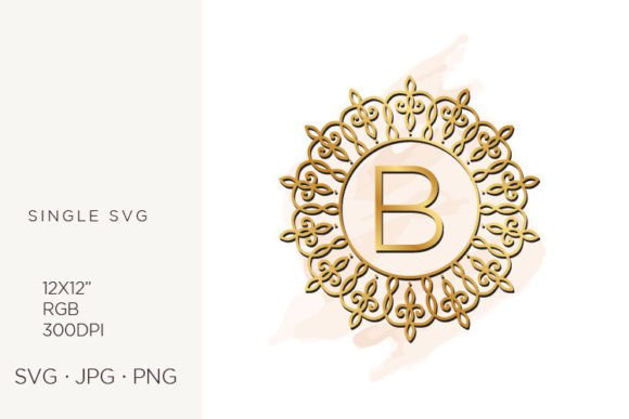 Golden Ornamental Monogram Letter B Graphics & Icons