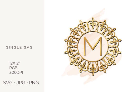 Golden Ornamental Monogram Letter M: Premium Graphics & Icons