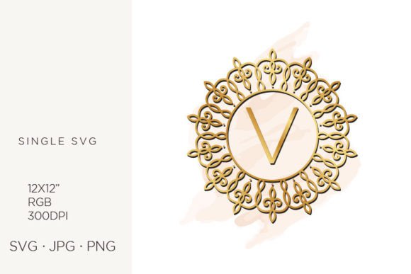 Golden Ornamental Monogram Letter V