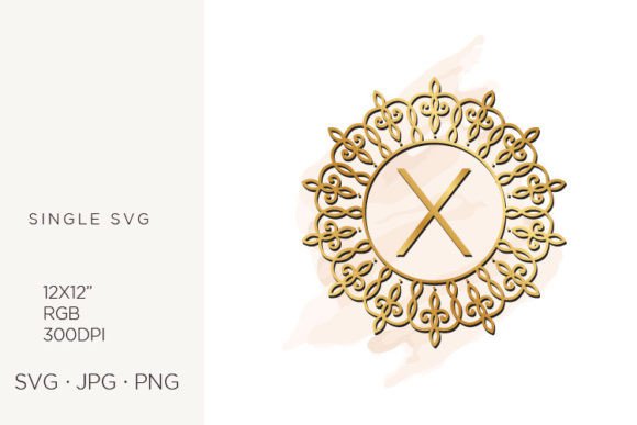 Golden Ornamental Monogram Letter X Graphics & Icons