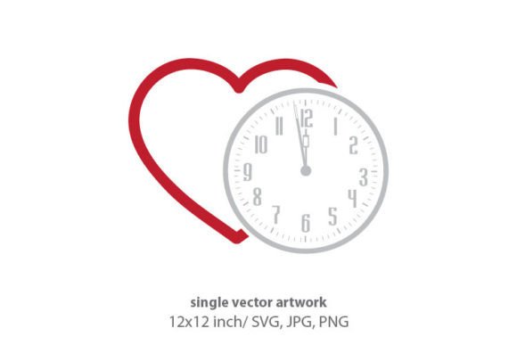 Heart and Clock, Vector Illustration Graphics