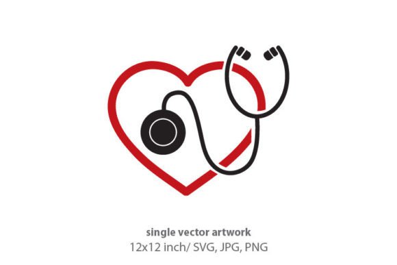 Heart with Stethoscope Graphics and Icons