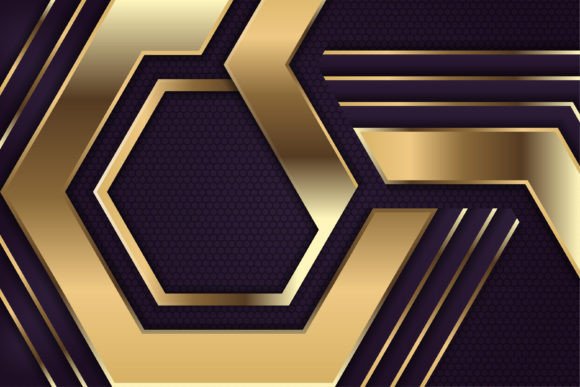 Hexagon Purple Gold Background