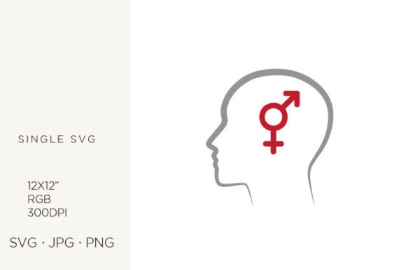Male and Female Symbol Inside Brain Graphics