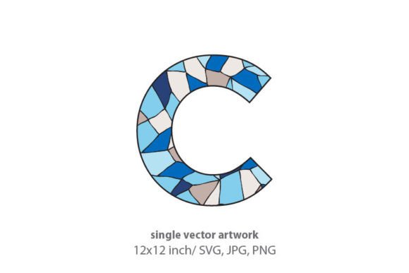 Stained Glass Pattern Inside Letter C Graphics & Icons