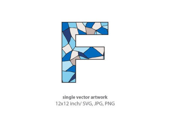 Stained Glass Pattern Inside Letter F Graphics & Icons