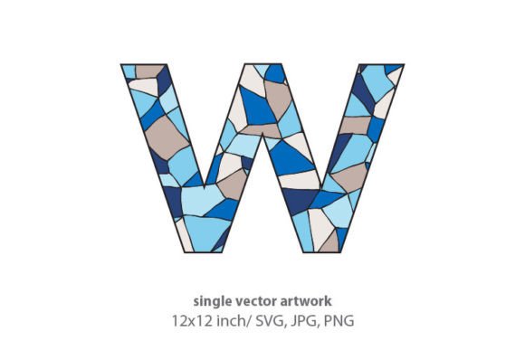 Stained Glass Pattern Inside Letter W Graphics & Icons