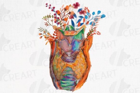Watercolour Fall Floral Larynx, Thyroid Graphics