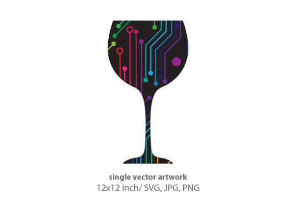 Wine Glass, Circuit Pattern Graphics